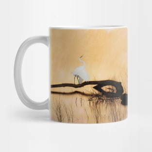 Great White Egret on Golden Pond Mug